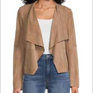 Bagatelle Faux Leather Open Jacket w/Drape Collar - Nude color - Size M (6)